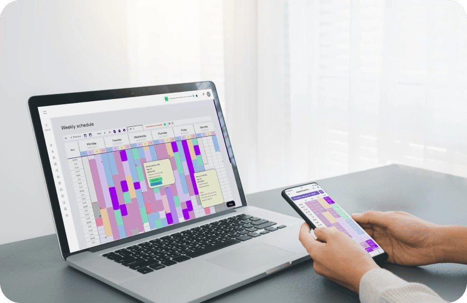 Weekly schedule integrated into your software for alternative medicine centers